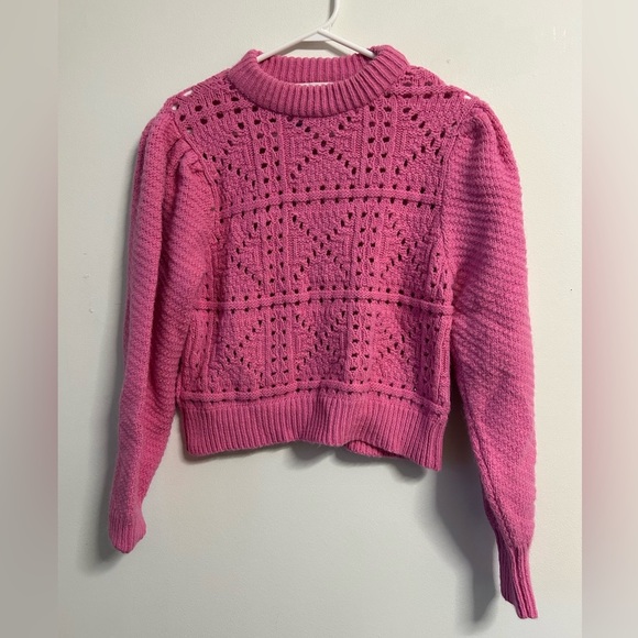 Mango Sweaters - Mango Pointelle Pink Knit Sweater